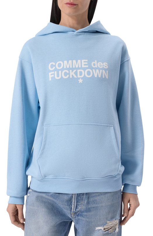 Хлопковое худи Comme des Fuckdown CFABW01205 Голубой  CFABW01205 Фото 3