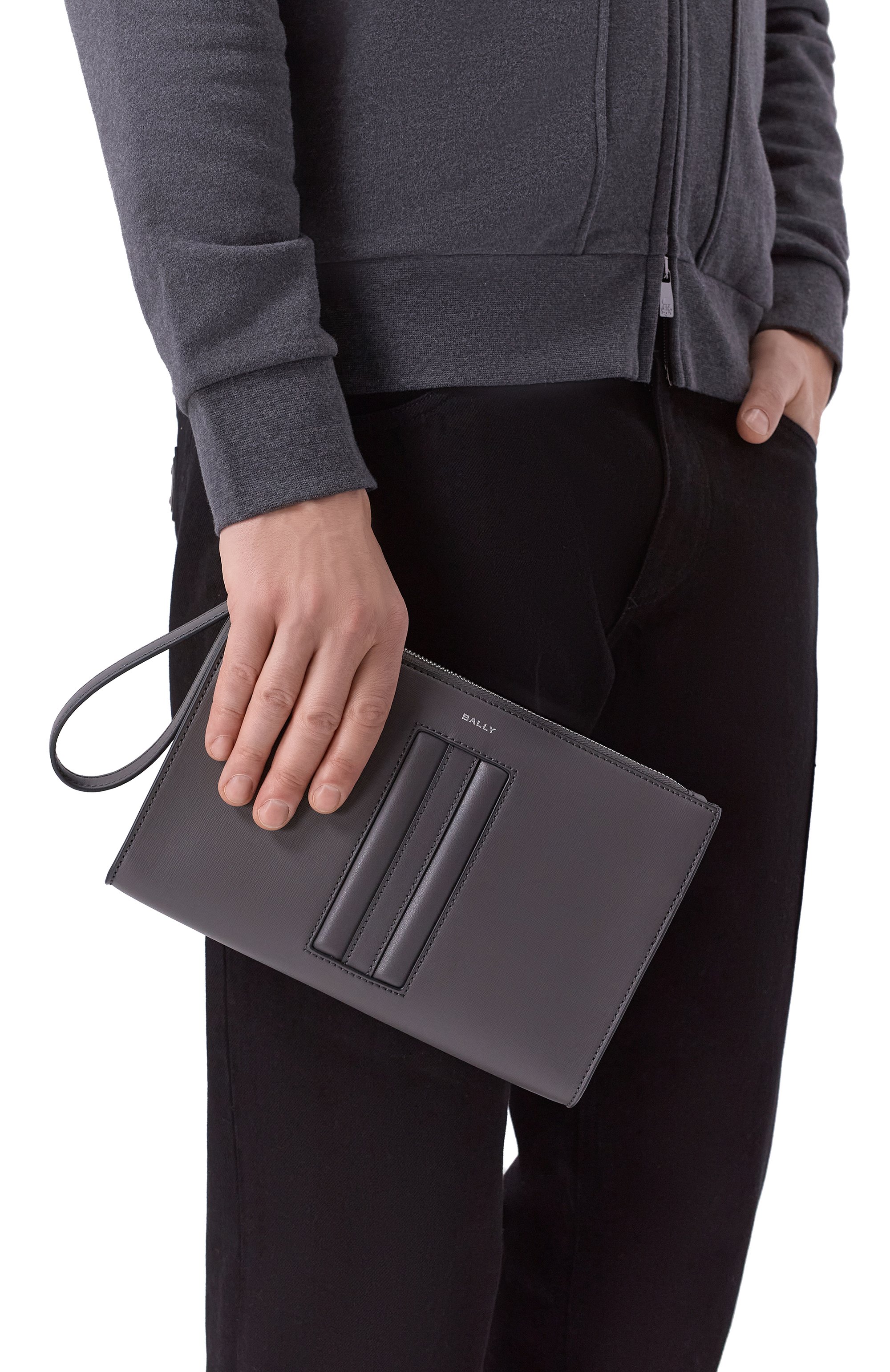 Клатч BALLY темно-серого цвета по цене 63700 руб., арт. MAM00V/EC001, фото 2 Клатч BALLY, арт. MAM00V/EC001, фото 2