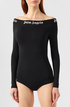 Женское боди с логотипом бренда PALM ANGELS черного цвета, арт. PWDD006R193530081010 | Фото 3 (Женское Кросс-КТ: Боди-одежда; Материал внешний: Синтетический материал; Рукава: Длинные; Статус проверки: Проверена категория; Стили: Спорт-шик; Кросс-КТ: с рукавом; Драгоценные камни: Проставлено; Материал сплава: Проставлено)