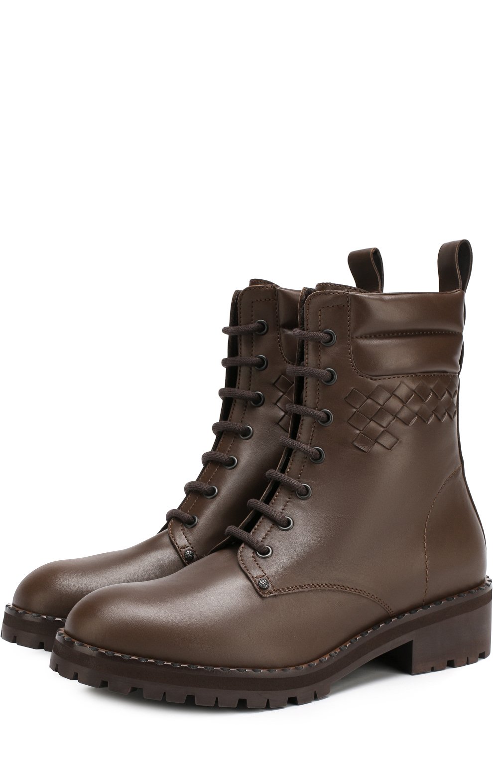 Кожаные ботинки с плетением intrecciato BOTTEGA VENETA, арт. 474706/V0282, фото 1