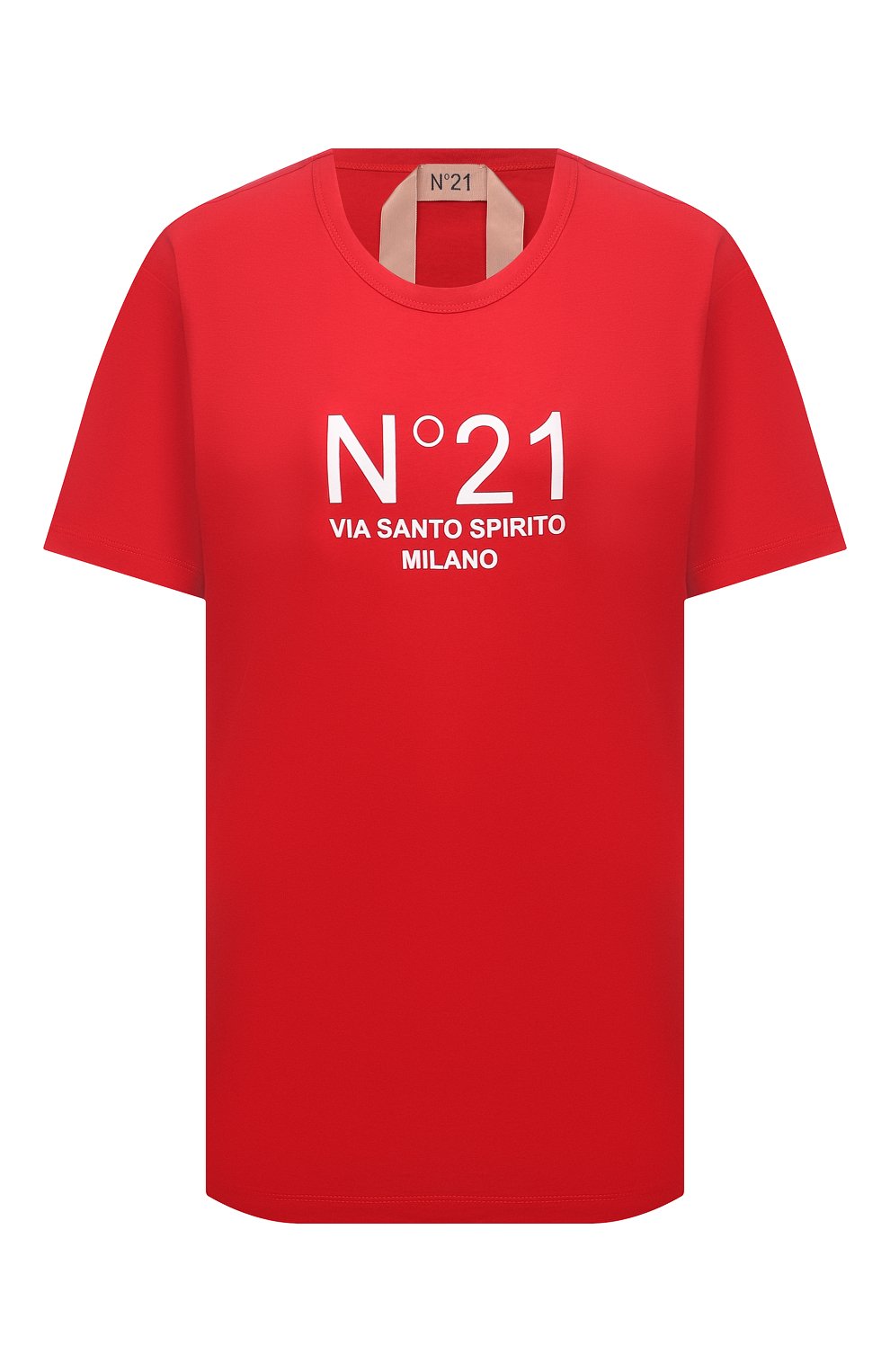 Хлопковая футболка N21 красного цвета по цене 20650 руб., арт. 21E N2M0/F051/6314, фото 1 Хлопковая футболка N21, арт. 21E N2M0/F051/6314, фото 1