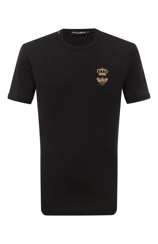 Хлопковая футболка Dolce & Gabbana G8PV1Z/G7WUQ Чёрный  G8PV1Z/G7WUQ