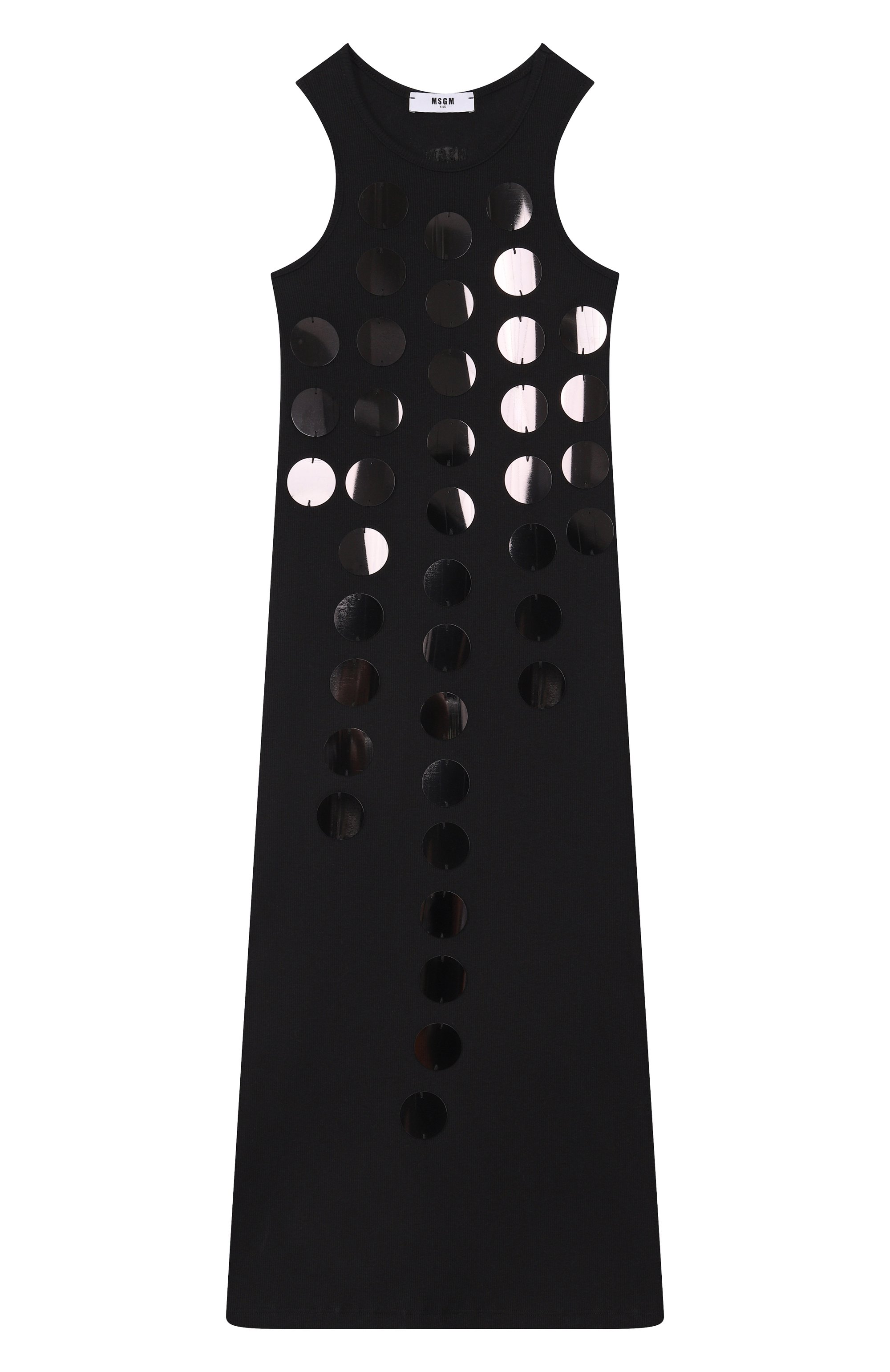 Хлопковое платье MSGM KIDS черного цвета по цене 17950 руб., арт. S6MSJGDR101, фото 1 Хлопковое платье MSGM KIDS, арт. S6MSJGDR101, фото 1