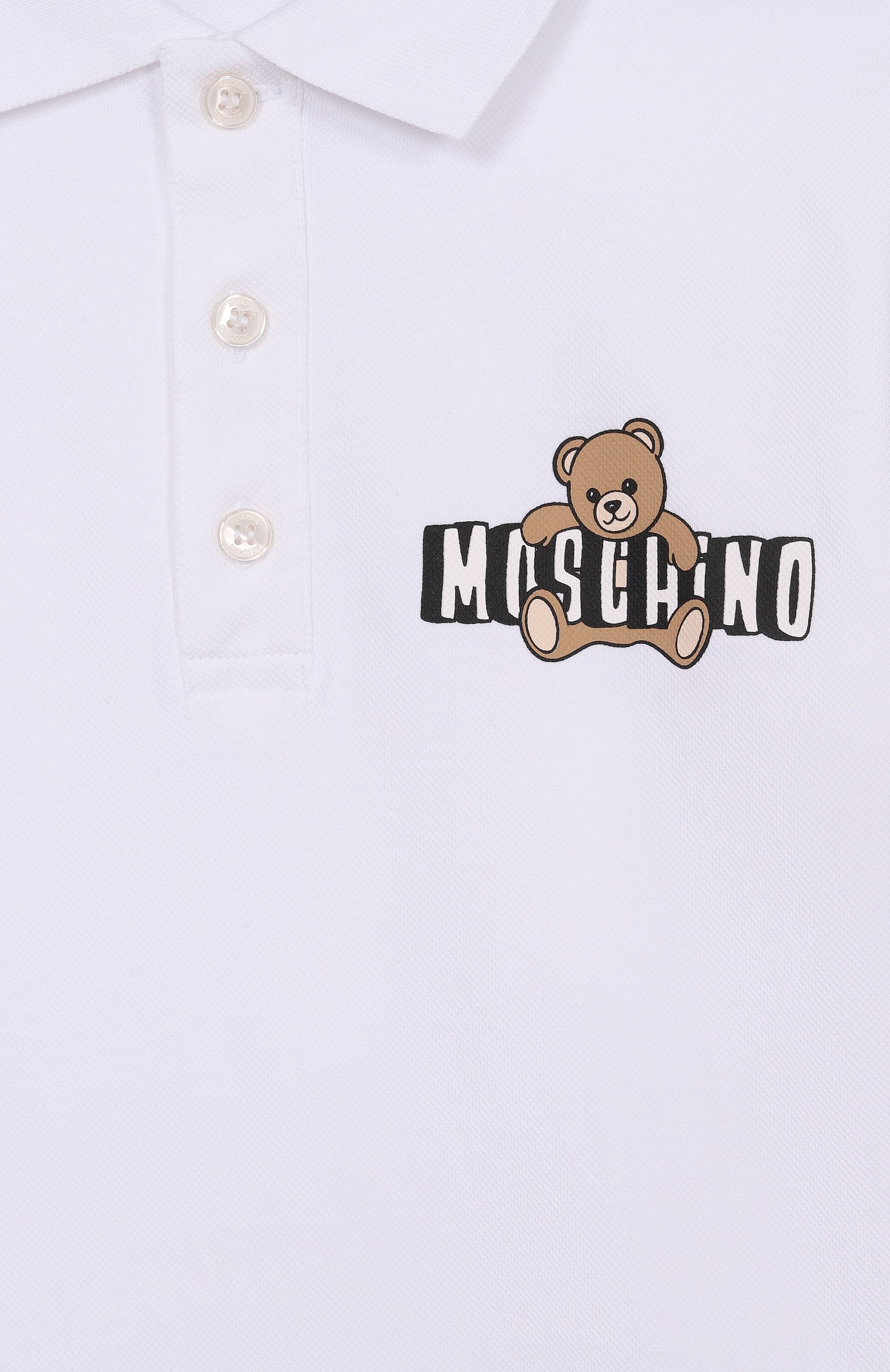 Хлопковое поло MOSCHINO белого цвета по цене 13600 руб., арт. HSM03Y/LFA09, фото 3 Хлопковое поло MOSCHINO, арт. HSM03Y/LFA09, фото 3