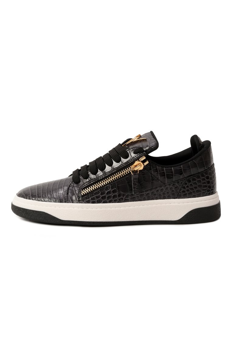 Мужские кожаные кеды GIUSEPPE ZANOTTI DESIGN черного цвета, арт. RM30063 | Фото 4 (Подошва: Массивная; Материал внешний: Натуральная кожа; Материал внутренний: Текстиль; Стили: Классический; Кросс-КТ: Низкие; Материал утеплителя: Без утеплителя)