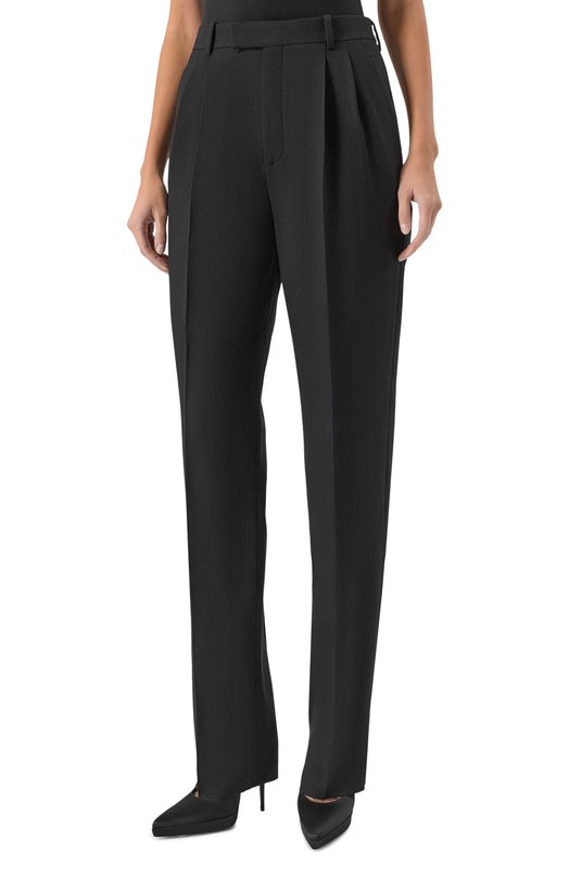 Шерстяные брюки Saint Laurent 837054/Y7B73 Чёрный  837054/Y7B73 Фото 3