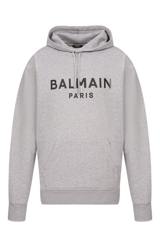 Хлопковое худи Balmain GH1JR007/BD46 Серый GH1JR007/BD46