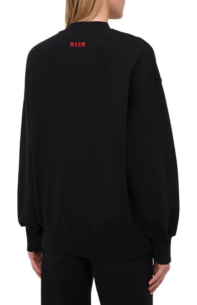Хлопковый свитшот MSGM черного цвета по цене 19950 руб., арт. 2942MDM191 207999, фото 4 Хлопковый свитшот MSGM, арт. 2942MDM191 207999, фото 4