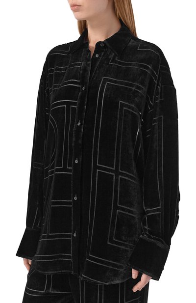 Бархатная рубашка TOTEME черного цвета по цене 95900 руб., арт. 261-WRT0702-FB0548, фото 3 Бархатная рубашка TOTEME, арт. 261-WRT0702-FB0548, фото 3