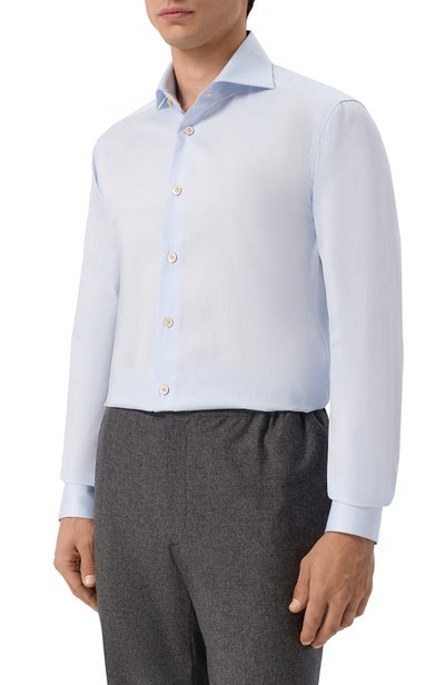 Хлопковая сорочка KITON голубого цвета по цене 84050 руб., арт. UCCH09870, фото 3 Хлопковая сорочка KITON, арт. UCCH09870, фото 3