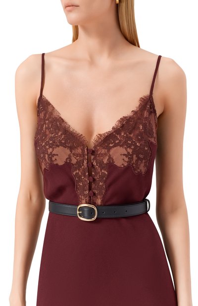 Платье из вискозы SELF-PORTRAIT темно-бордового цвета по цене 69650 руб., арт. PF25022MBR, фото 5 Платье из вискозы SELF-PORTRAIT, арт. PF25022MBR, фото 5