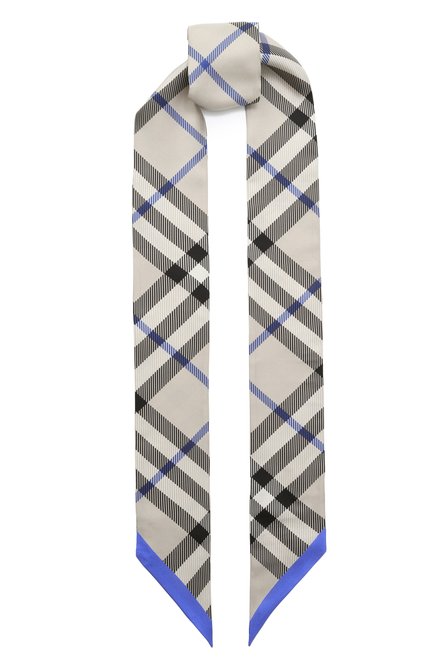 Женский шелковый шарф-твилли BURBERRY бежевого цвета, арт. 8088138 | Фото 1 (Нос: Не проставлено; Материал сплава: Проставлено; Материал: Шелк, Текстиль)