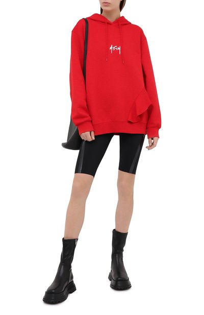 Хлопковое худи MSGM красного цвета по цене 25700 руб., арт. 2941MDM78 207799, фото 2 Хлопковое худи MSGM, арт. 2941MDM78 207799, фото 2