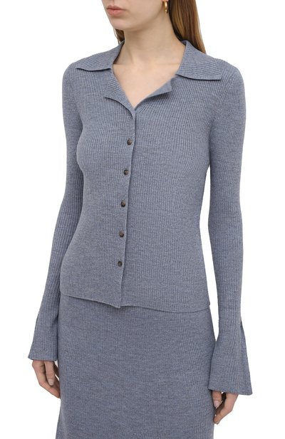 Шерстяной кардиган NANUSHKA синего цвета по цене 35650 руб., арт. SID_BLUE_MELANGE W00L KNIT, фото 3 Шерстяной кардиган NANUSHKA, арт. SID_BLUE_MELANGE W00L KNIT, фото 3