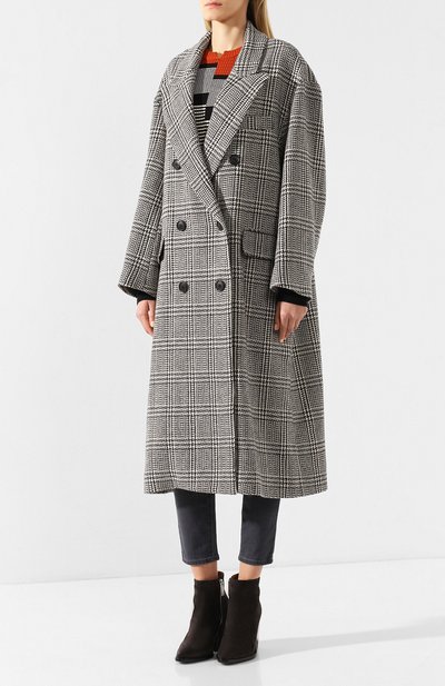 Шерстяное пальто ISABEL MARANT ETOILE черно-белого цвета по цене 67300 руб., арт. MA0699-20P008E/0JIMA, фото 3 Шерстяное пальто ISABEL MARANT ETOILE, арт. MA0699-20P008E/0JIMA, фото 3