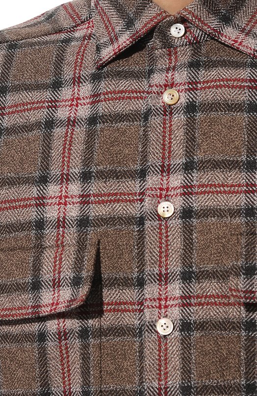 Хлопковая рубашка Kiton UCRRLH0861305 Коричневый  UCRRLH0861305 Фото 5