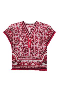 Детская хлопковая туника DOLCE & GABBANA ф�уксия цвета, арт. LB7A14/G7J5K/S | Фото 1 (Рукава: Короткие; Материал сплава: Проставлено; Материал внешний: Хлопок; Драгоценные камни: Проставлено)