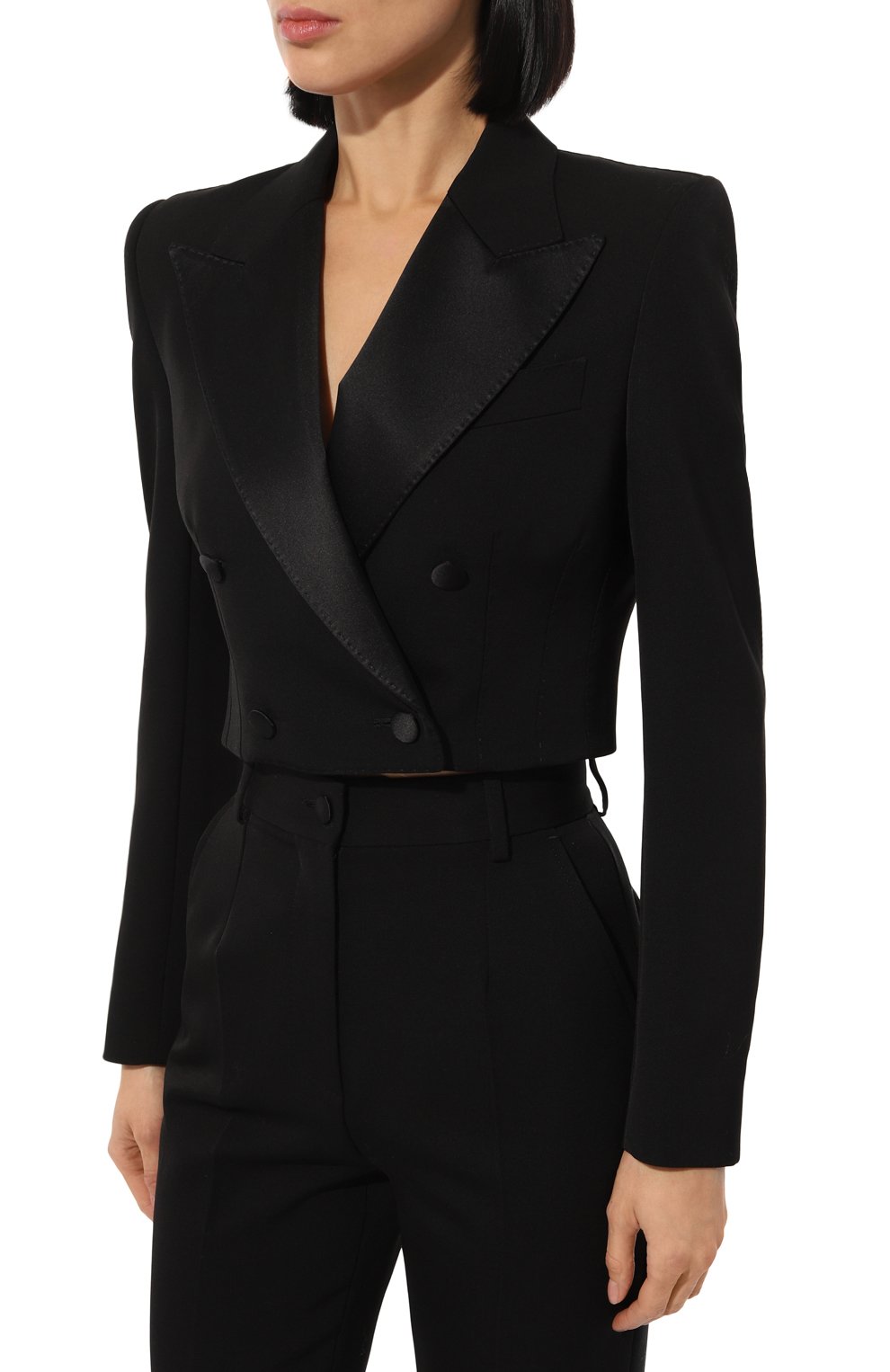 Жакет из шерсти и шелка DOLCE & GABBANA черного цвета по цене 308000 руб., арт. F291WT/FU21E, фото 3 Жакет из шерсти и шелка DOLCE & GABBANA, арт. F291WT/FU21E, фото 3