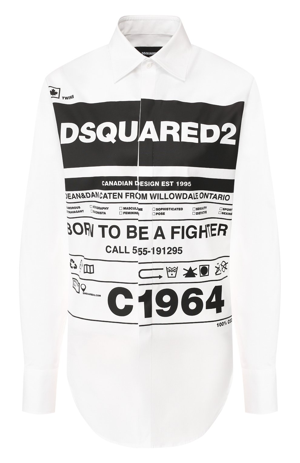 Хлопковая рубашка DSQUARED2 белого цвета по цене 35400 руб., арт. S75DL0701/S44131, фото 1 Хлопковая рубашка DSQUARED2, арт. S75DL0701/S44131, фото 1
