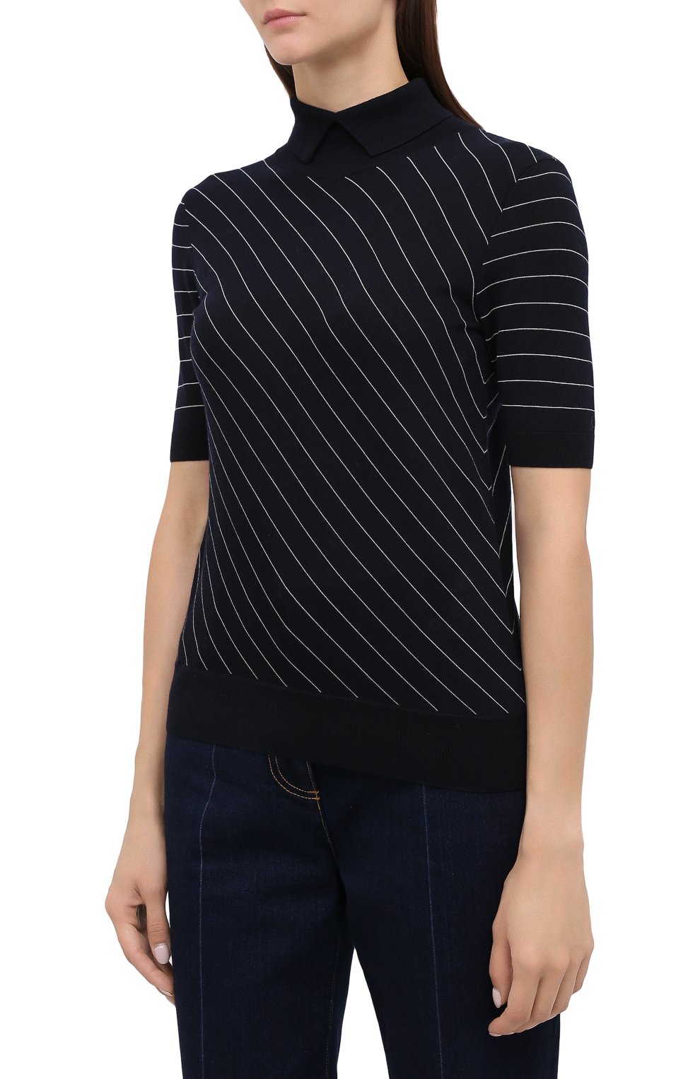 Шерстяной пуловер GIORGIO ARMANI синего цвета по цене 83950 руб., арт. 6HAMA5/AMA5Z, фото 3 Шерстяной пуловер GIORGIO ARMANI, арт. 6HAMA5/AMA5Z, фото 3