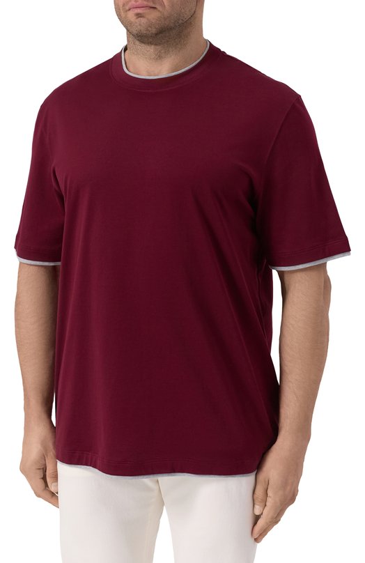 Хлопковая футболка Brunello Cucinelli M0B137427W Бордовый  M0B137427W Фото 3