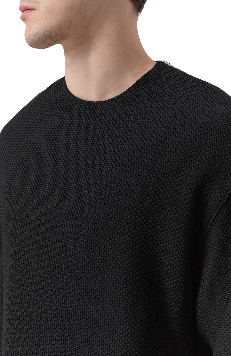 Мужская хлопковая футболка JIL SANDER черного цвета, арт. J22GC0199/J20258 | Фото 5 (Длина (для топов): Стандартные; Рукава: 3/4; Стили: Кэжуэл; Принт: Без принта; Материал внешний: Хлопок, Синтетический материал; Мужское Кросс-КТ: Футболка-одежда; Кросс-КТ: Джерси; Автоматизация ТО: Проставлено; Автоматизация состава: Проставлено; Детали: Без декора)