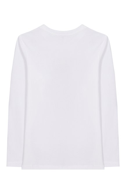 Детская хлопковый лонгслив MOSCHINO белого цвета, арт. HU000X/LAA03/4-8 | Фото 2 (Материал сплава: Проставлено; Драгоценные камни: Проставлено; Материал внешний: Хлопок; Рукава: Длинные)