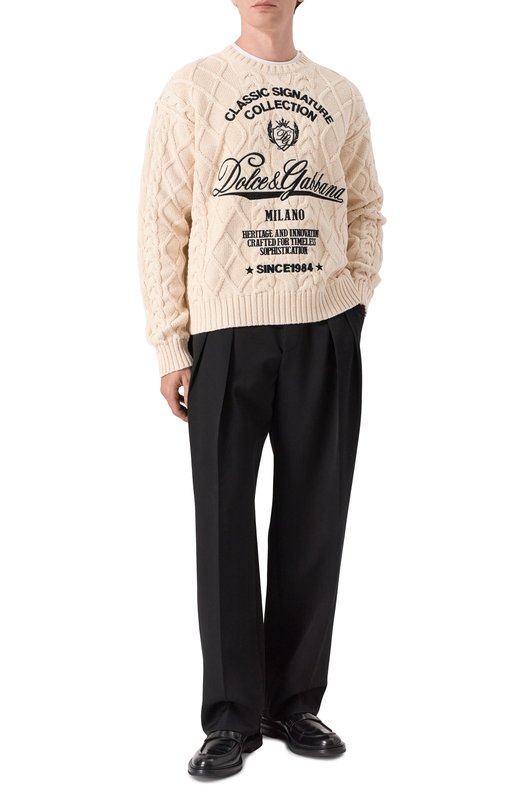 Хлопковый свитер Dolce & Gabbana GXX37Z/JGMFL Бежевый  GXX37Z/JGMFL Фото 2