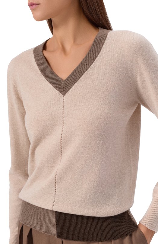 Кашемировый пуловер Kiton D6071102 Бежевый  D6071102 Фото 5