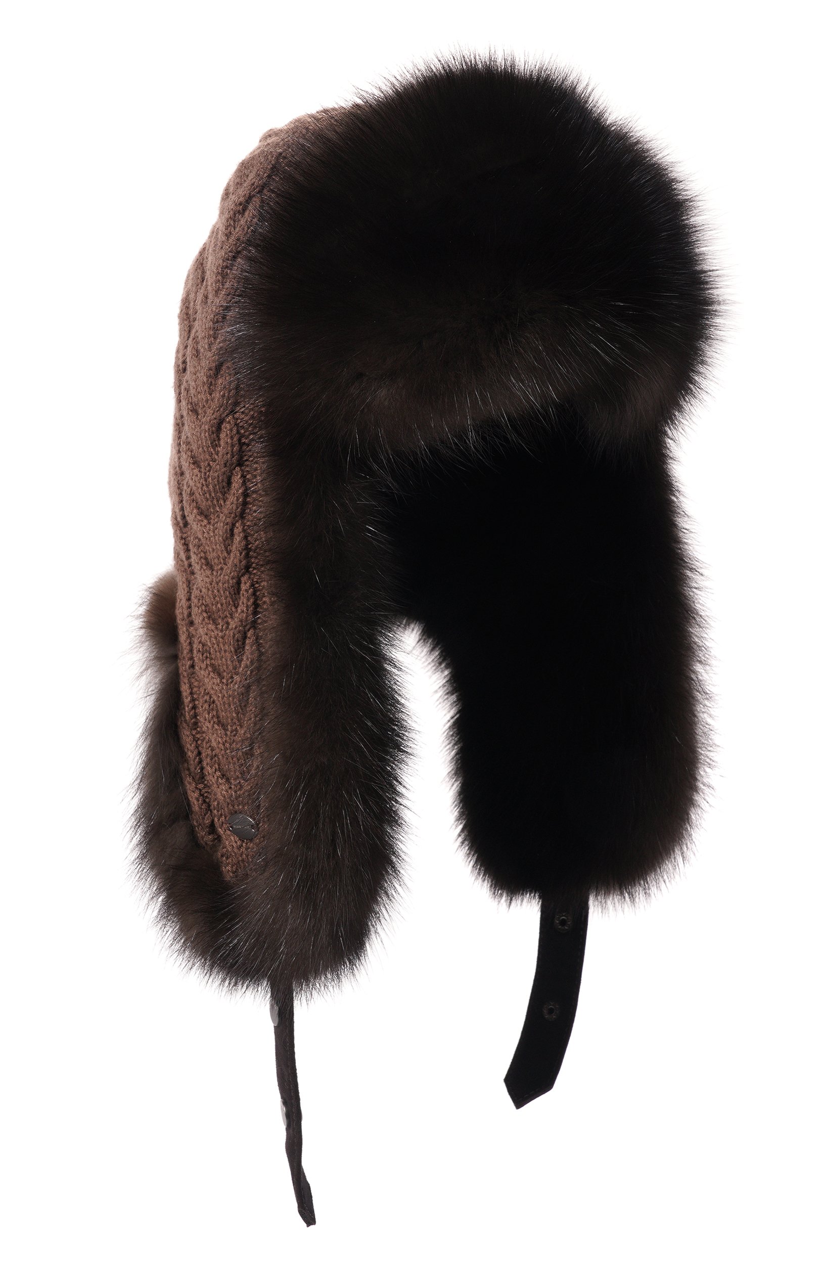 Кашемировая шапка-ушанка с мехом соболя BLACK SABLE, арт. BS-FHK-EB, фото 1