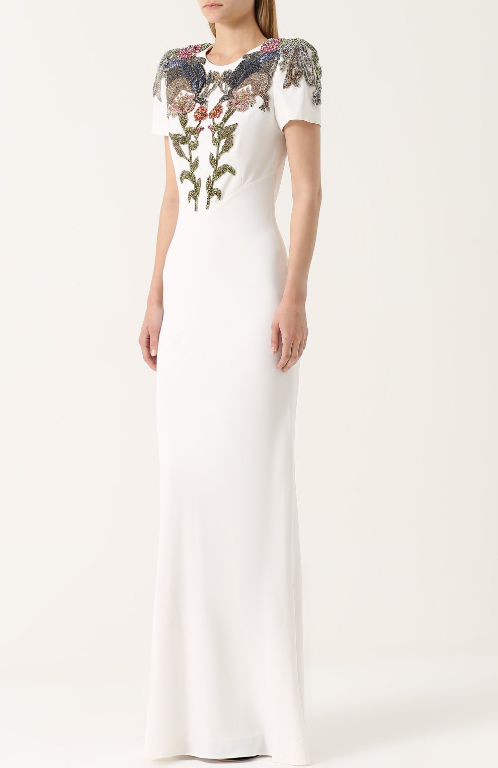 Приталенное платье с вышивкой ALEXANDER MCQUEEN белого цвета по цене 840500 руб., арт. 483639/QJE40, фото 3 Приталенное платье с вышивкой ALEXANDER MCQUEEN, арт. 483639/QJE40, фото 3