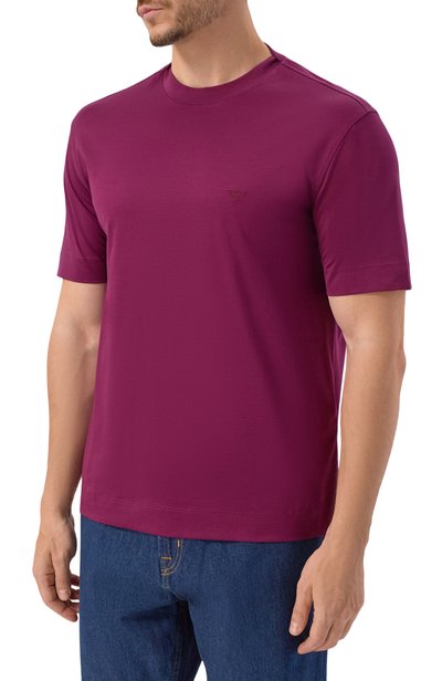 Хлопковая футболка EMPORIO ARMANI бордового цвета по цене 14350 руб., арт. EM006779/AF28078, фото 3 Хлопковая футболка EMPORIO ARMANI, арт. EM006779/AF28078, фото 3