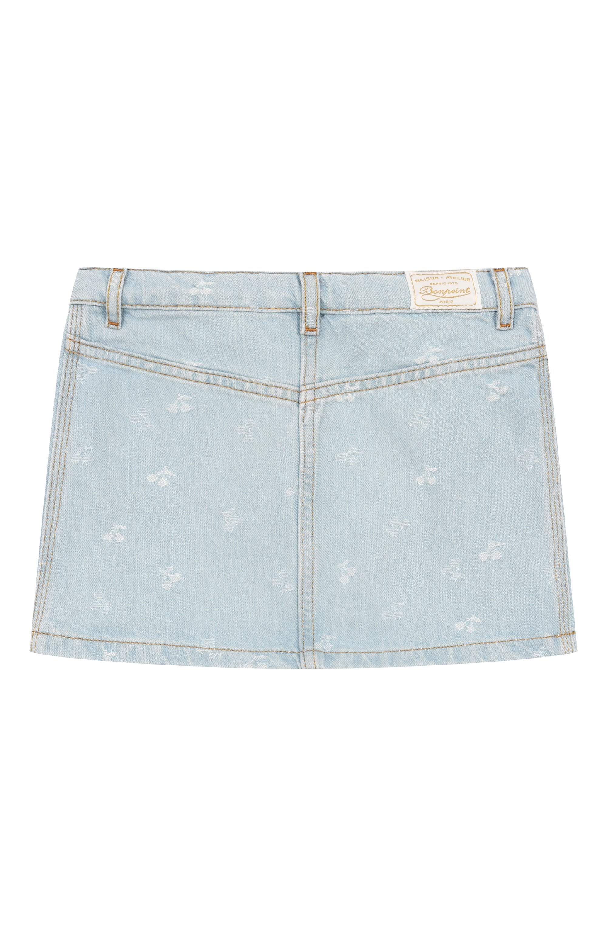 Джинсовая юбка BONPOINT голубого цвета по цене 17550 руб., арт. S06GSKW00008/4A-8A, фото 2 Джинсовая юбка BONPOINT, арт. S06GSKW00008/4A-8A, фото 2
