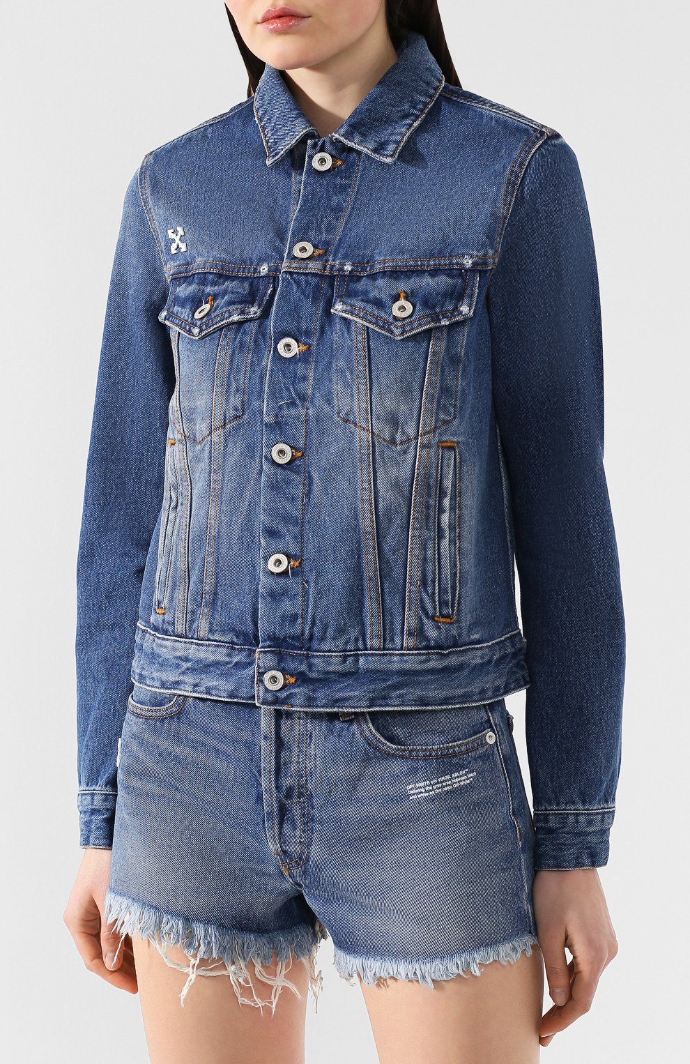 Джинсовая куртка OFF-WHITE синего цвета по цене 44550 руб., арт. 0WYE009R197730578700, фото 3 Джинсовая куртка OFF-WHITE, арт. 0WYE009R197730578700, фото 3