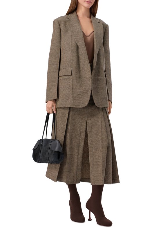 Текстильные сапоги Veneda 95 Amina Muaddi VENEDA STRETCH B00T 95/FINE KNIT Коричневый  VENEDA STRETCH B00T 95/FINE KNIT Фото 3