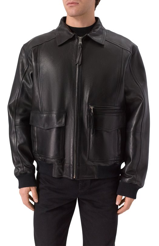 Кожаный бомбер Balmain FH0TF998/LC62 Чёрный  FH0TF998/LC62 Фото 3