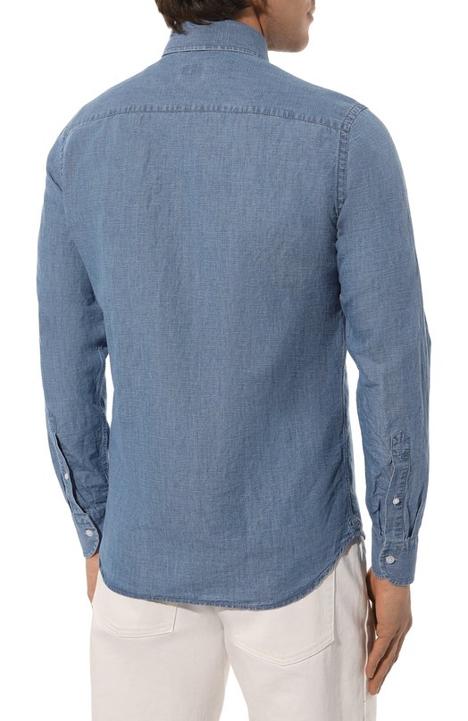 Рубашка из хлопка и льна Sonrisa Голубой, фото 4