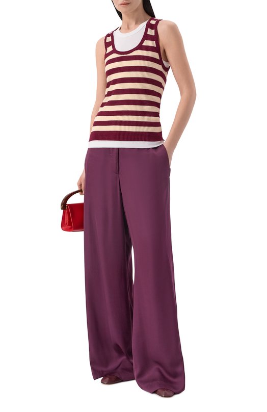 Хлопковая майка Dries Van Noten 011223/3702 Бордовый  011223/3702 Фото 2