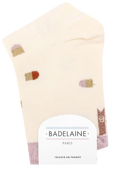 Носки с металлизированной нитью BADELAINE PARIS кремового цвета по цене 1570 руб., арт. ECLIPSE, фото 1 Носки с металлизированной нитью BADELAINE PARIS, арт. ECLIPSE, фото 1
