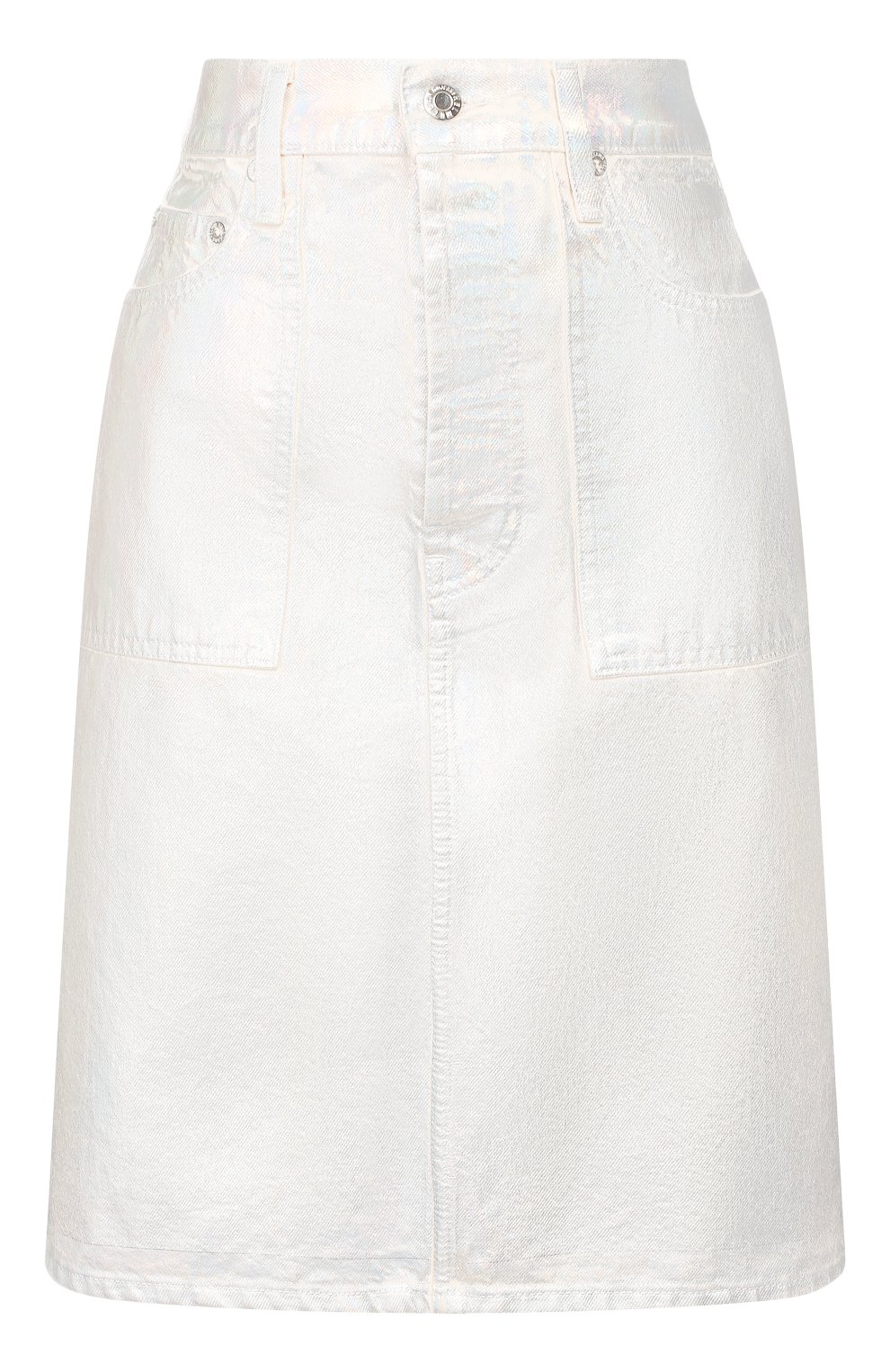 Джинсовая юбка HELMUT LANG серебряного цвета по цене 47250 руб., арт. K01DW301, фото 1 Джинсовая юбка HELMUT LANG, арт. K01DW301, фото 1