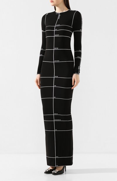 Платье-макси VETEMENTS черного цвета по цене 89950 руб., арт. SS20DR247 1379/W/BLACK, фото 3 Платье-макси VETEMENTS, арт. SS20DR247 1379/W/BLACK, фото 3