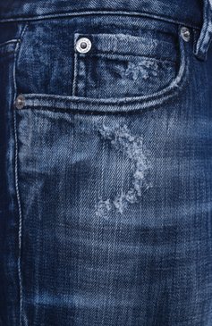 Женские джинсы DSQUARED2 синего цвета, арт. S72LB0844/S30342 | Фото 6 (Длина (брюки, джинсы): Удлиненные; Материал внешний: Хлопок, Деним; Детали: Делаве; Силуэт Ж (брюки и джинсы): Расклешенные; Кросс-КТ: Деним; Стили: Гранж)