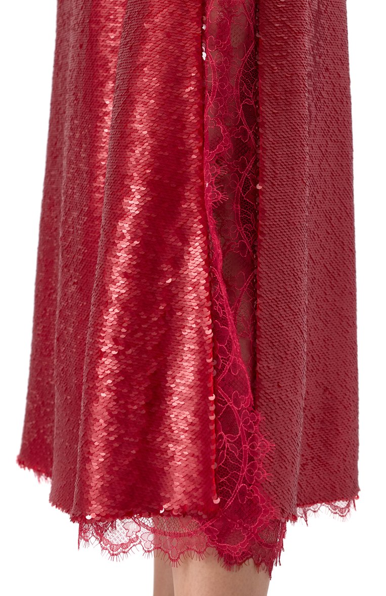 Женское платье AKHMADULLINA красного цвета, арт. 1125.5D731/P209 | Фото 5 (Автоматизация состава: Проставлено; Автоматизация ТО: Проставлено; Длина Ж (юбки, платья, шорты): Миди; Материал внешний: Синтетический материал; Материал подклада: Шелк; Женское Кросс-КТ: Платье-одежда; Случай: Вечерний; Стили: Гламурный; Рукава: На бретелях)