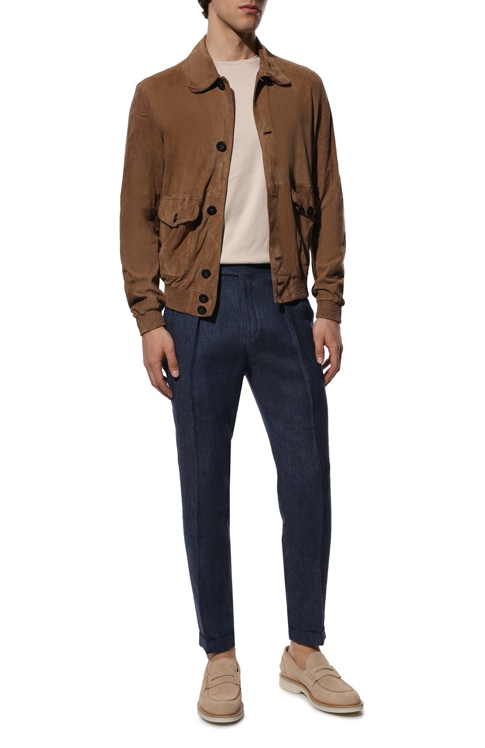 Льняные брюки CORNELIANI темно-синего цвета по цене 42200 руб., арт. 894H05-2114350/01, фото 2 Льняные брюки CORNELIANI, арт. 894H05-2114350/01, фото 2