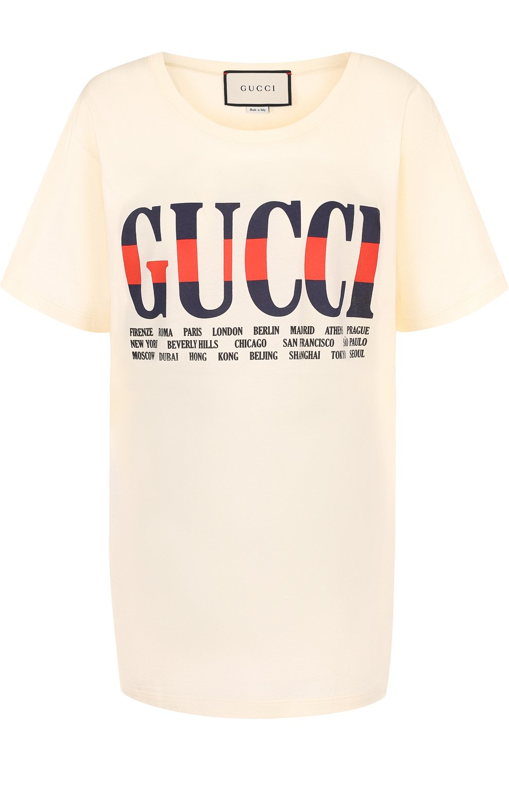 Хлопковая футболка свободного кроя с логотипом бренда GUCCI, арт. 492347/X3M96, фото 1