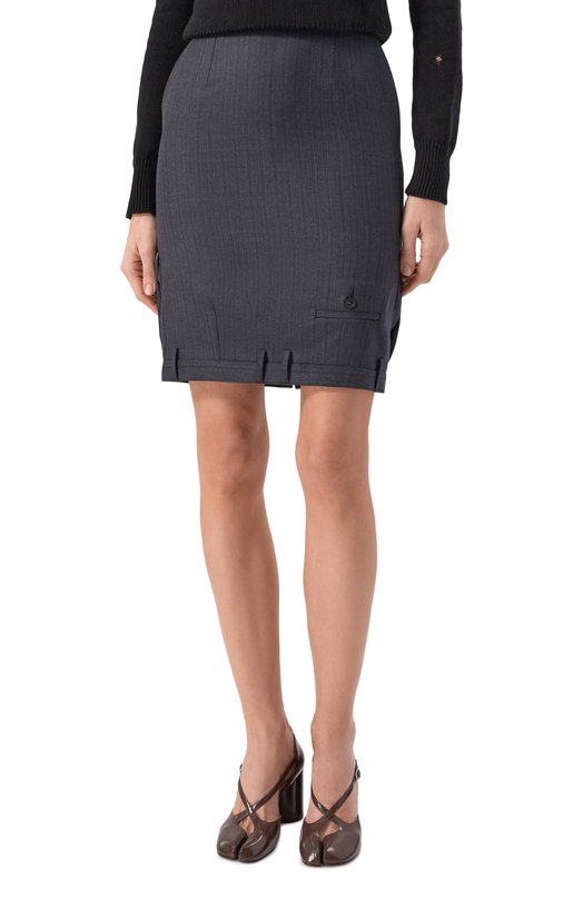 Юбка из шерсти и хлопка MM6 S52ME0027/M35743 Серый  S52ME0027/M35743 Фото 3