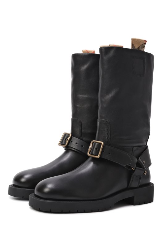 Кожаные полусапоги Soft Saddle Burberry 8111737 Чёрный 8111737