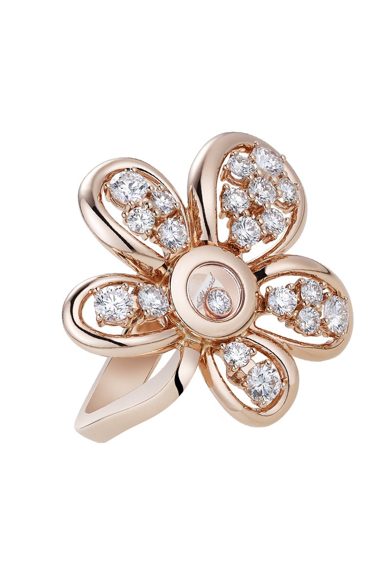 Женские кольцо CHOPARD бесцветного цвета, арт. 829447-5110 | Фото 1 (Драгоценные камни: Бриллианты; Материал сплава: Розовое золото; Нос: Не проставлено; Региональные ограничения белый список (Axapta Mercury): Не проставлено)