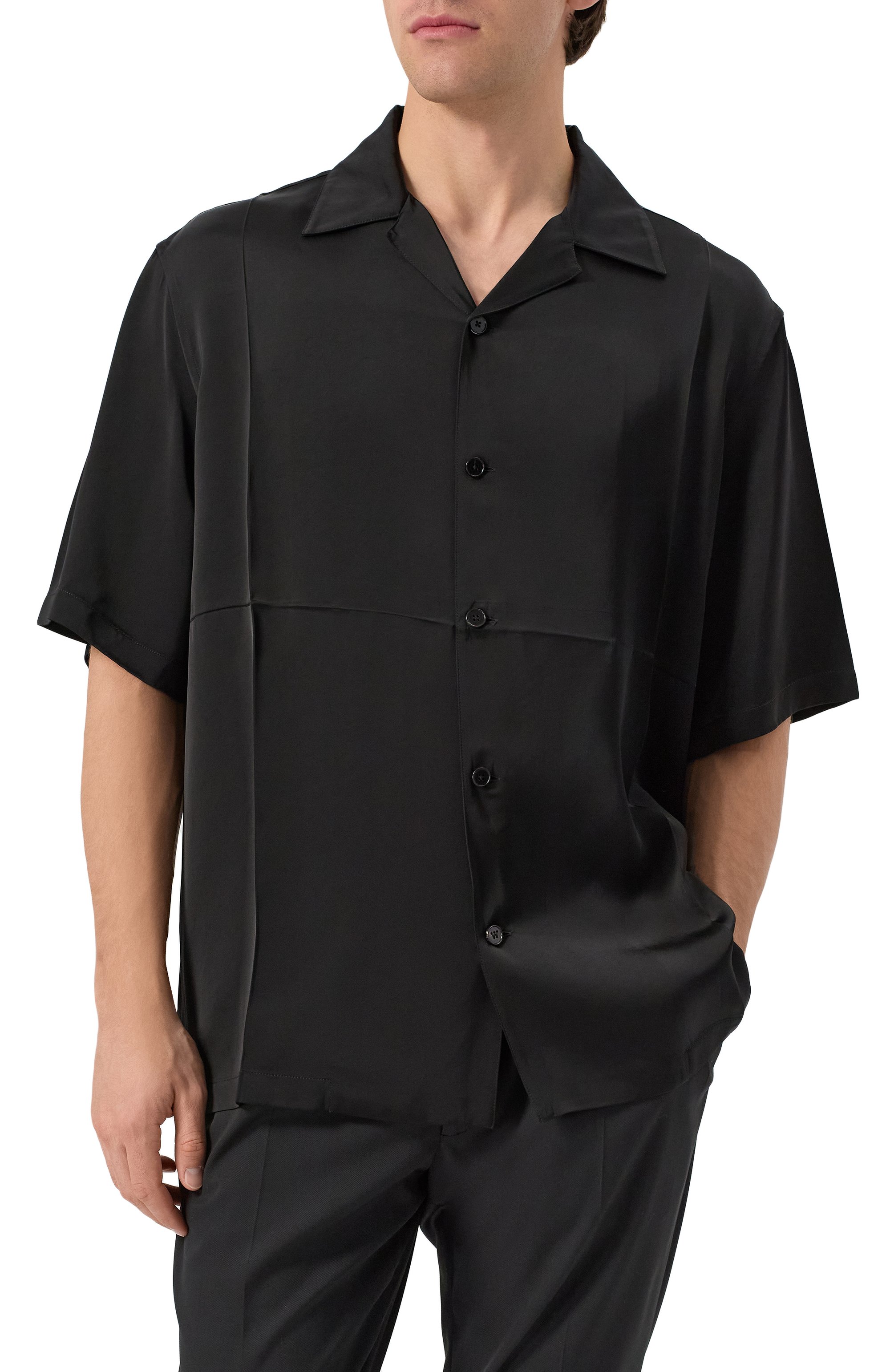 Рубашка из вискозы JIL SANDER черного цвета по цене 130000 руб., арт. J23DL0107/J65022, фото 3 Рубашка из вискозы JIL SANDER, арт. J23DL0107/J65022, фото 3