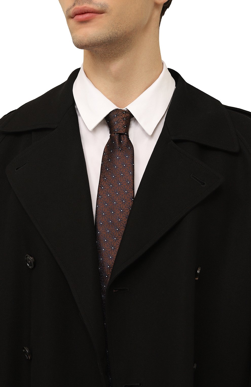 Шелковый галстук CANALI коричневого цвета по цене 17600 руб., арт. 18/HJ03815, фото 2 Шелковый галстук CANALI, арт. 18/HJ03815, фото 2